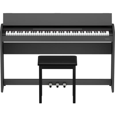 Roland F-107-BK 88-Key Slim Digital Piano w/ Stand, Bench, and 3-pedals, Black image 1