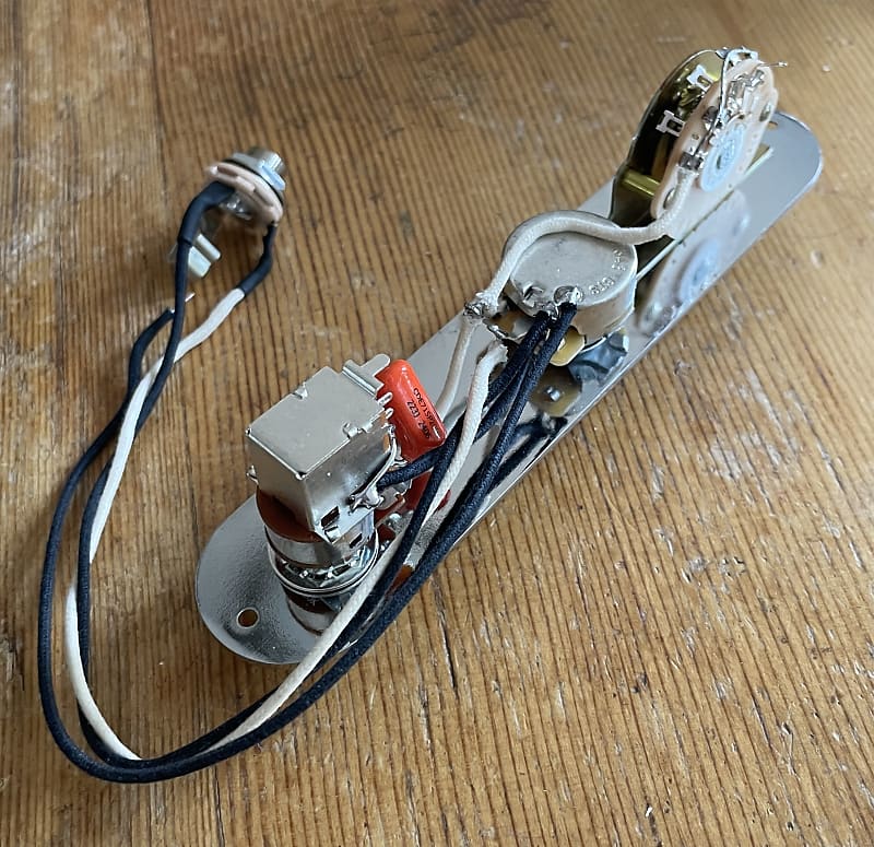 Fender Telecaster Wiring Harness Upgrade 500k CTS/ Bourns Pots PUSH/PULL Coil Split .022 Orange Drop Cap Oak Grigsby Switch -NO PLATE image 1