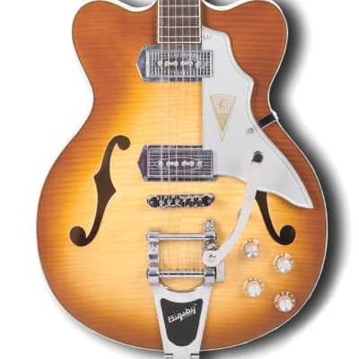 Trade Show Demo Kay Reissue "Jazz II" K775V Electric Guitar with FREE $250 Case - (Ice Tea Sunburst) image 5
