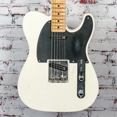Fender 2017 Custom Shop Black Anodized Journeyman Relic Telecaster Electric Guitar, Aged Opaque White Blonde w/ Glaser B-Bender & Original Case x7975 (USED) for sale