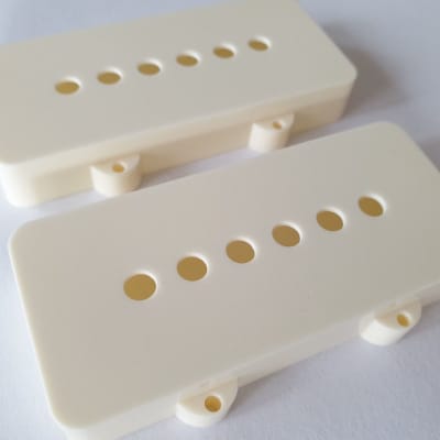 Set of 2 Jazzmaster 62 & 65 RI pickup covers parchment fits fender image 1