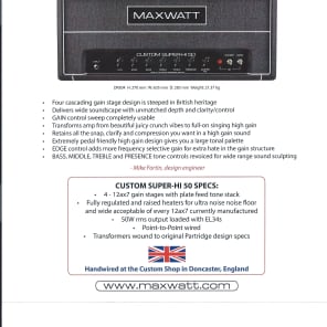 MAXWATT Custom Super-Hi 50 designed by Mike Fortin. NEW. image 2