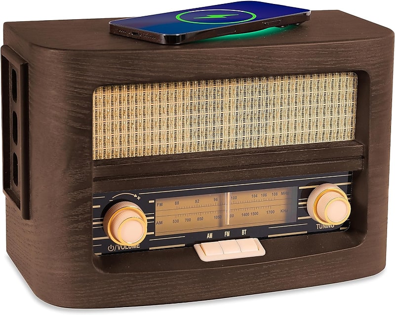 Fuse Vint Vintage Retro Radio & Speaker with Qi Charging Pad and Bluetooth image 1