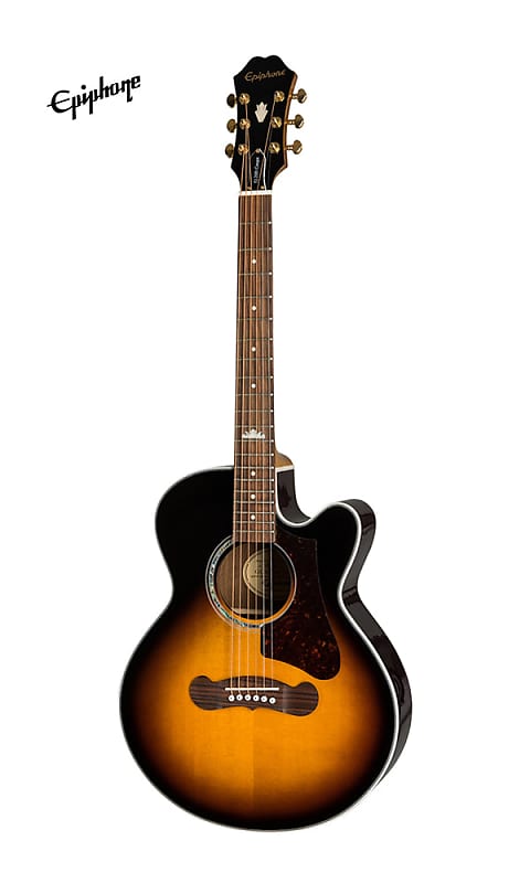 Epiphone J-200 EC Studio Parlor Acoustic-Electric Guitar - Vintage Sunburst image 1