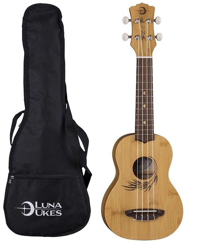 Luna Uke Bamboo Series Soprano Size Acoustic Ukulele with Gig Bag image 1