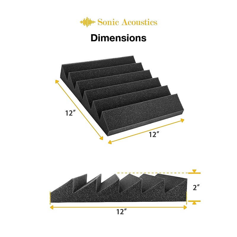 Sonic Acoustics Fstop Labs Acoustic Panels 2 inch x 12 inch x 12 inch Acoustic Foam Panels, Beveled 9 Block tiles, Sound Panels Wedges Soundproof Foam Sound