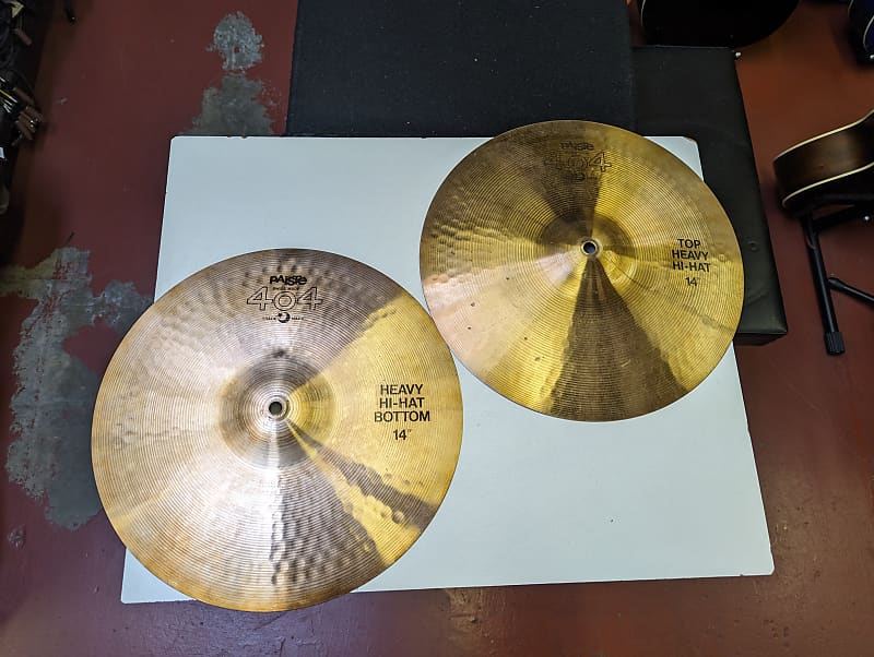 Matched Pair! Paiste Switzerland 404 Heavy 14" HiHat Cymbals Reverb