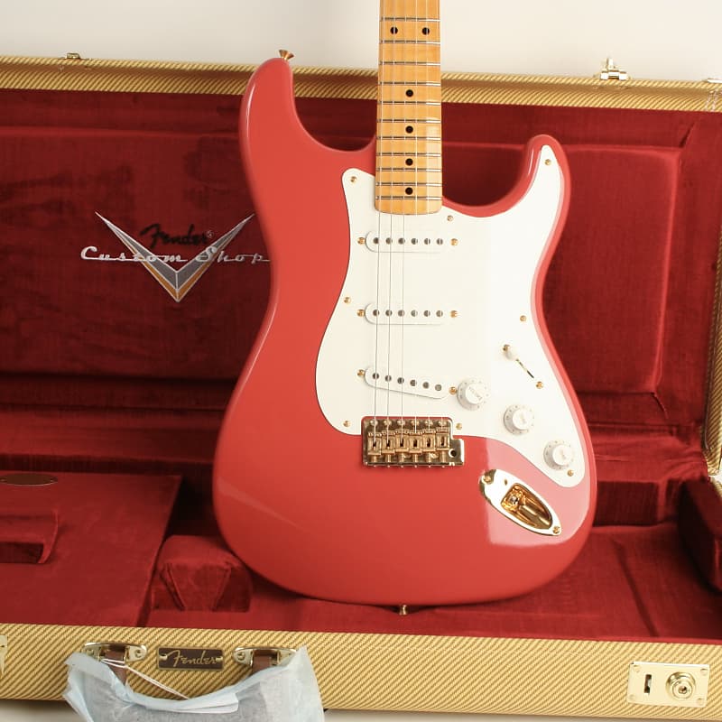 Fender Custom Shop 1955 Stratocaster DLX Closet Classic 1-Piece Maple Neck Faded Aged Fiesta Red CZ585601 image 1