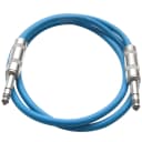 SEISMIC AUDIO - Blue 1/4" TRS 2' Patch Cable - Effects