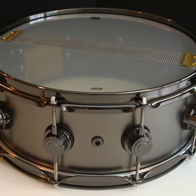 DW Collectors Satin Black Over Brass 5.5" x 14" Snare Drum w/ VIDEO! image 5