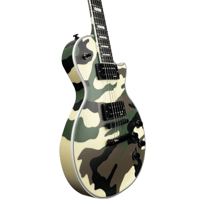 10S GF Modern Single Cutaway Full Thickness Set Thru Electric Guitar Satin Green Camo image 10