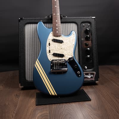 2002 Fender Japan 69 Reissue Mustang Matching Headstock - in Competition Blue for sale