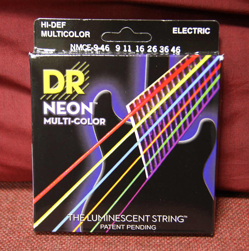 DR Neon NMCE9-46 multi colour electric guitar strings 9-46 image 1