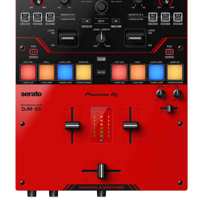 Pioneer DJ DJM-S5 Scratch Style 2-Channel DJ Mixer for Serato DJ Pro - Gloss Red image 3