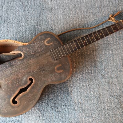 Vintage 1950s Kay Sears Guitar Destroyed Project Partial Husk Kluson Waverly Tuners Wall Hanger Art image 1