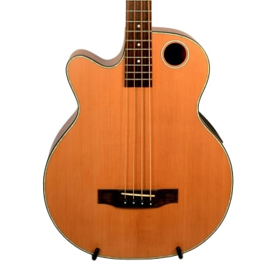 Boulder Creek Fretless Bass Guitar, Lefty EBR3-N4LF 4-string Natural A/E for sale