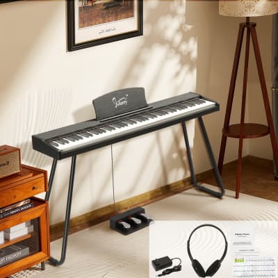 Glarry GPP-110 88 Key Full Size Semi-Weighted Standard Electric Digital Piano with Piano Bench Black image 2