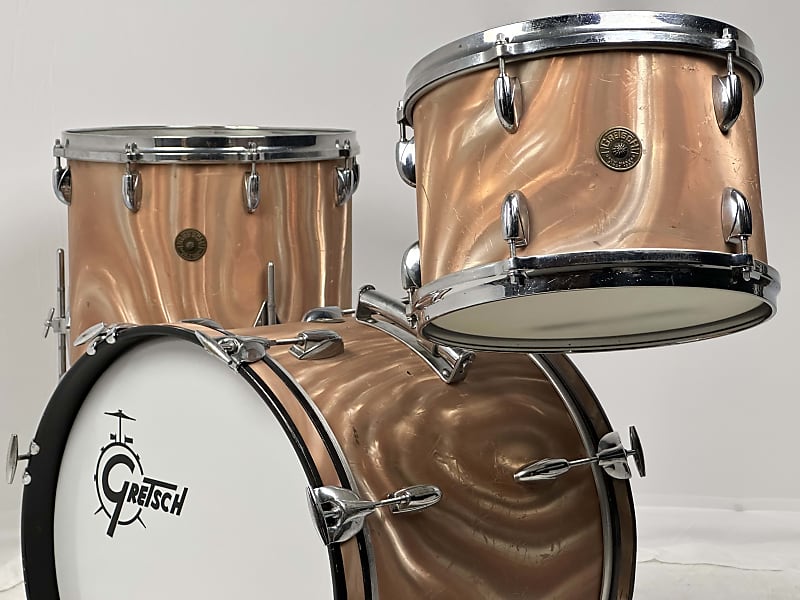 Gretsch 18/12/14" 1960's Round Badge Bop Drum Set - Sunset Satin Flame image 1