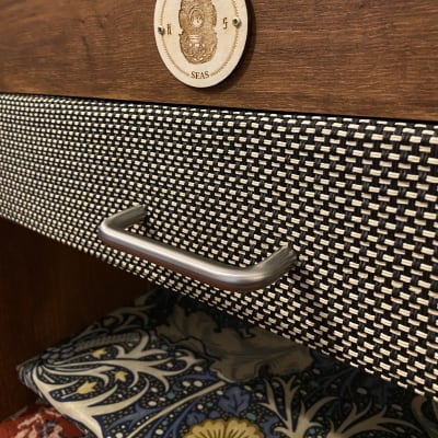 Heavy Seas Amp Riser/ Pedalboard storage for studio - Golden Ash / Sea Weed Morris Fabric image 9
