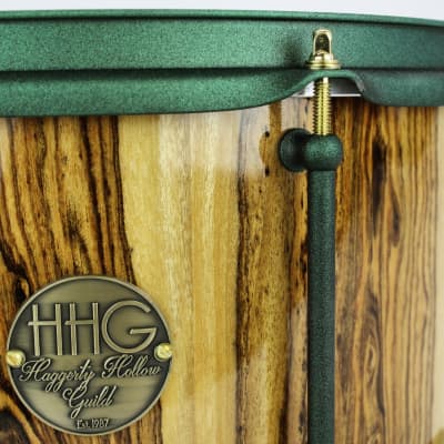 HHG Drums 13x7 BocotÃÂÃÂÃÂÃÂÃÂÃÂÃÂÃÂ© Stave Snare Drum, High Gloss Lacquer And Forrest Green Shimmer Hardware image 7