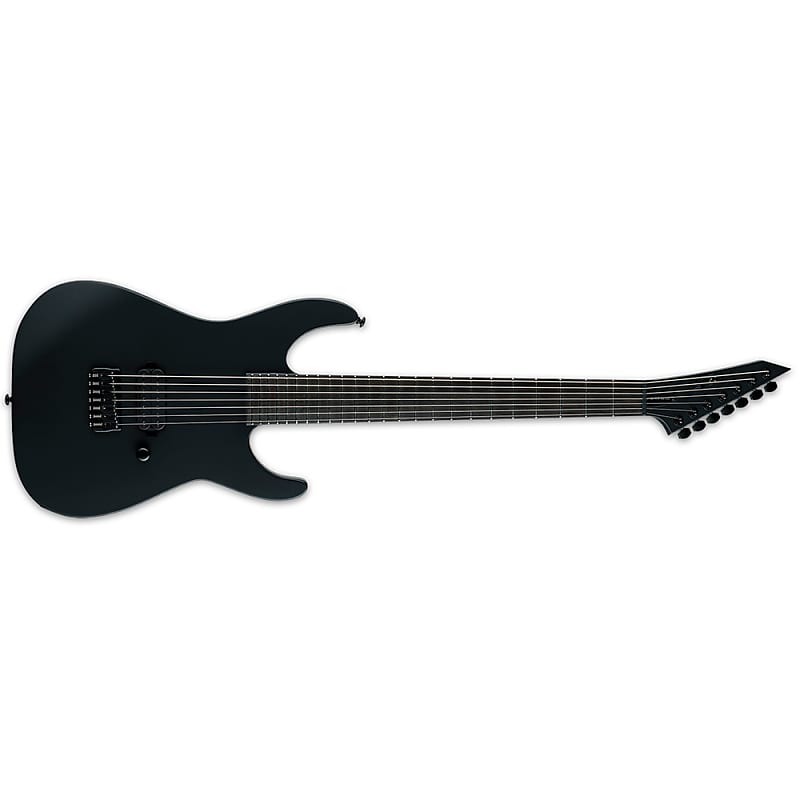ESP LTD M-7HT Baritone Black Metal Guitar, Macassar Ebony Fretboard, Black Satin image 1