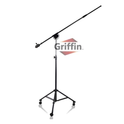 Studio Microphone Stand On Wheels Tall Overhead Boom Arm Mic Mount Stage Holder image 2