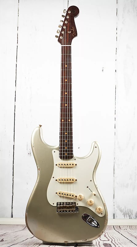 Fender Custom Shop Limited Edition Dual Mag Stratocaster Relic Aged Inca Silver for NAMM 2016 image 1
