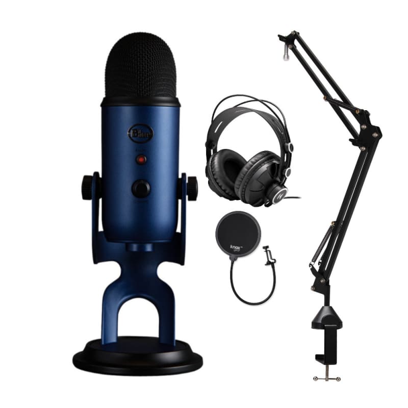 Blue Microphone Yeti Usb Mic With Knox Headphones And Pop Filter