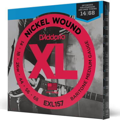 D'Addario EXL157 Nickel Wound Electric Guitar Strings, Baritone Medium, 14-68 image 2