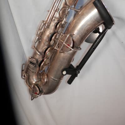 Buescher True Tone Low Pitch C Melody Tenor Saxophone silver with case vintage used AS-IS image 7