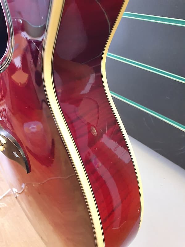 Aria Elecord FET-100 1990's Trans Red Electro Acoustic