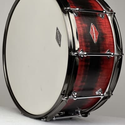 Craviotto 6.5x14" Private Reserve Solid Curly Maple Snare Drum - 2023 Red/Black Satin Duco Fade image 10