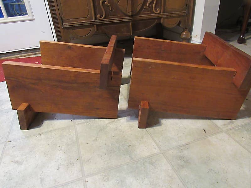 Back tilted 7 inch high cherry speakers stands - Home made  			