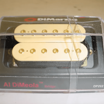 DiMarzio DP202 Al DiMeola Bridge Guitar Pickup CREAM F-SPACING GOLD POLES for sale