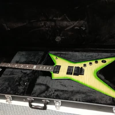 DEAN Stealth Floyd Flame Maple electric GUITAR w/ HARD CASE - DIME Slime Green - Made in KOREA image 1