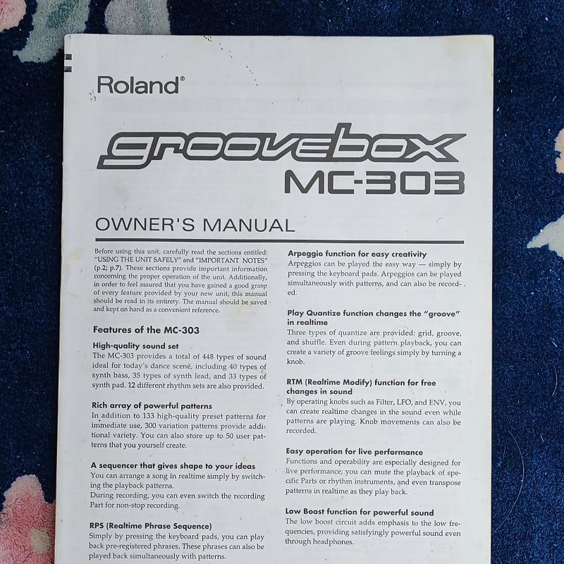 USER MANUAL Roland MC-303 Groovebox | Reverb