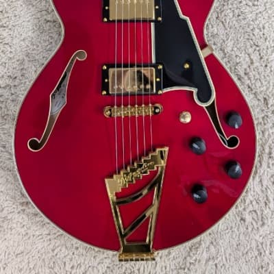 D'Angelico Excel SS Semi-Hollow Body Electric Guitar with Hard Case Trans Cherry image 1