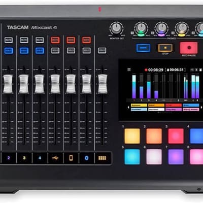 Tascam Mixcast 4 Podcast Studio Mixer Station with built-in 14-track Recorder / USB Audio Interface, Streaming, Bluetooth image 1