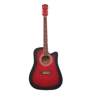 Glarry GT502 Dreadnought Folk Guitar Acoustic Guitar With Bag Red image 3