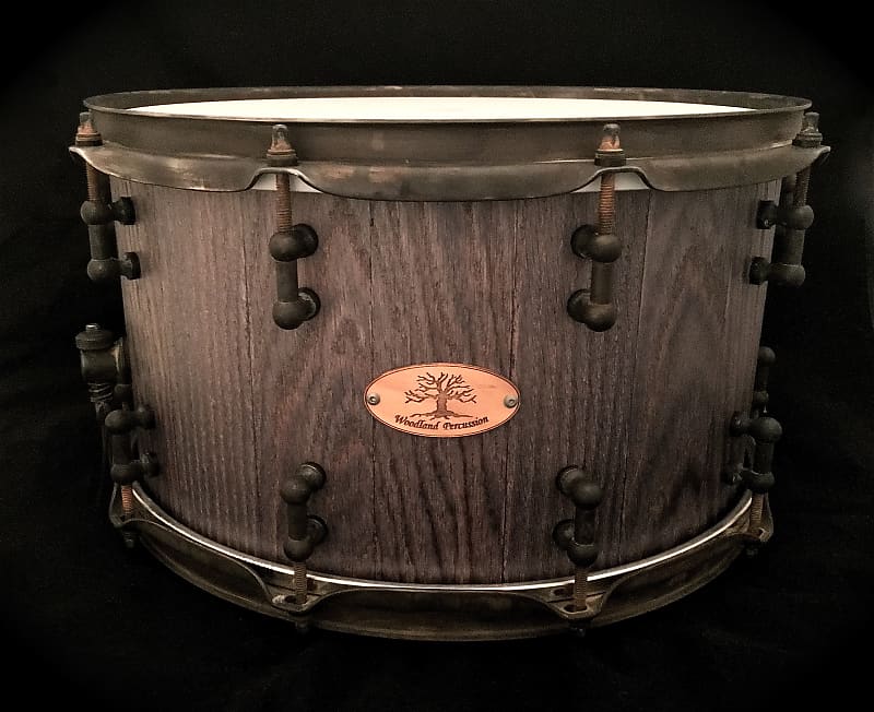 Woodland Percussion 14" x 8" Red Oak Stave Snare Drum  Barnwood Stain image 1