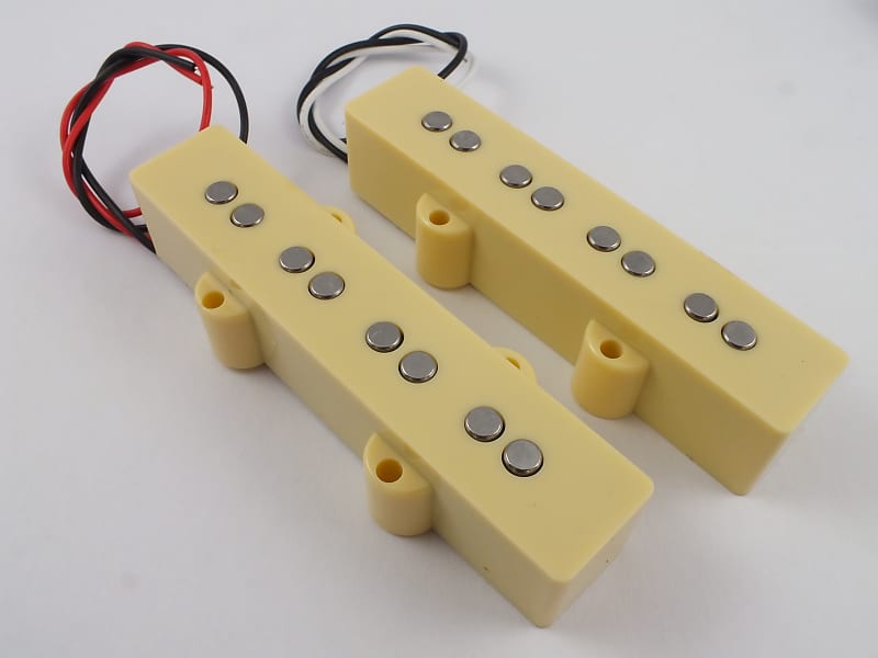 Jazz Bass Pickup Set Alnico V Neck Bridge Cream Covers Reverb