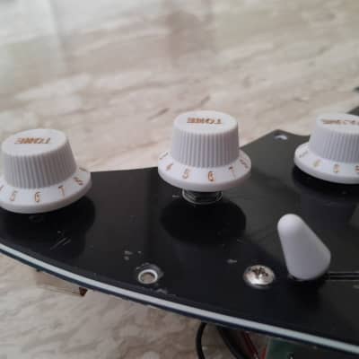 Handmade prewired SSS CERAMIC Strat pickguard with COIL TAP on N&B, volume TR BL and mid PU cutoff switch image 7