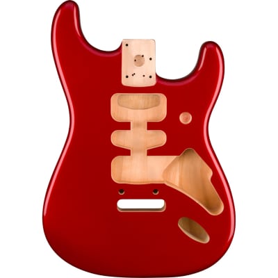 Genuine Fender Deluxe Series Stratocaster HSH Alder Body 2 Point Bridge Mount, Candy Apple Red image 1
