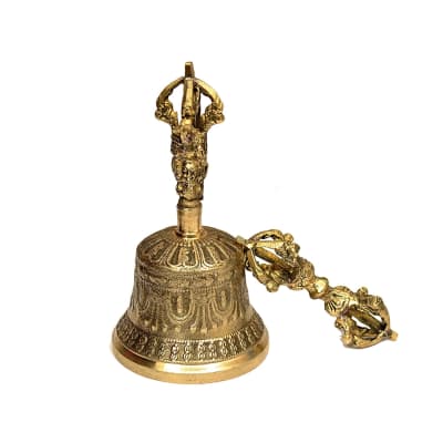 Tibetan Buddhist Meditation Bell and Dorje Set Made from traditional  Tibetan formula of 7 metals (7-Inch)