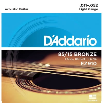 D'Addario EZ910 85/15 Bronze Acoustic, Light, 11-52