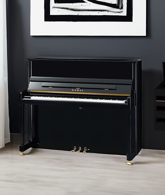 Pre-Owned Kawai 48” K-300 Upright Piano | Polished Ebony image 1