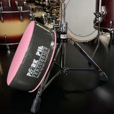 Pork Pie Round Drum Throne in Pink Top with Charcoal Sparkle Side image 1