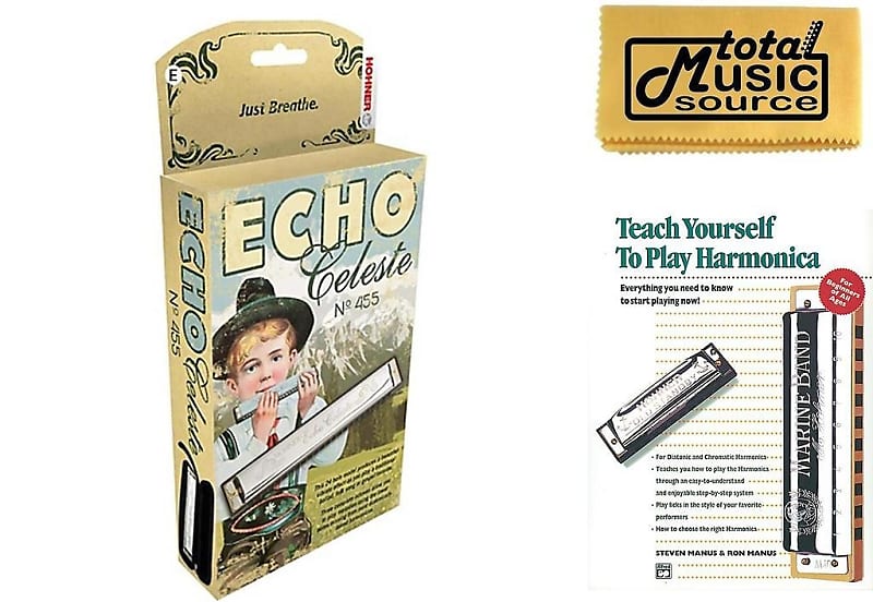 Hohner 455 Echo Celeste Tremolo Tuned Harmonica Key of E, Includes Case & Book, 455BX-E BK image 1