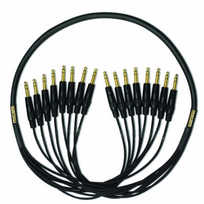 Mogami Gold 8 TRS-TRS-25 Audio Snake Cable, 8 Channel Fan-Out, Balanced 1/4" TRS Male Plugs, Gold Contacts, Straight Connectors, 25 Foot