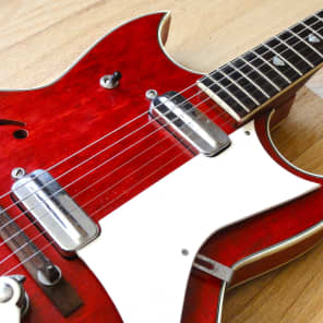 1960s Kay Red Devil Speed Demon Vintage Electric Hollowbody Guitar w/gigbag image 6